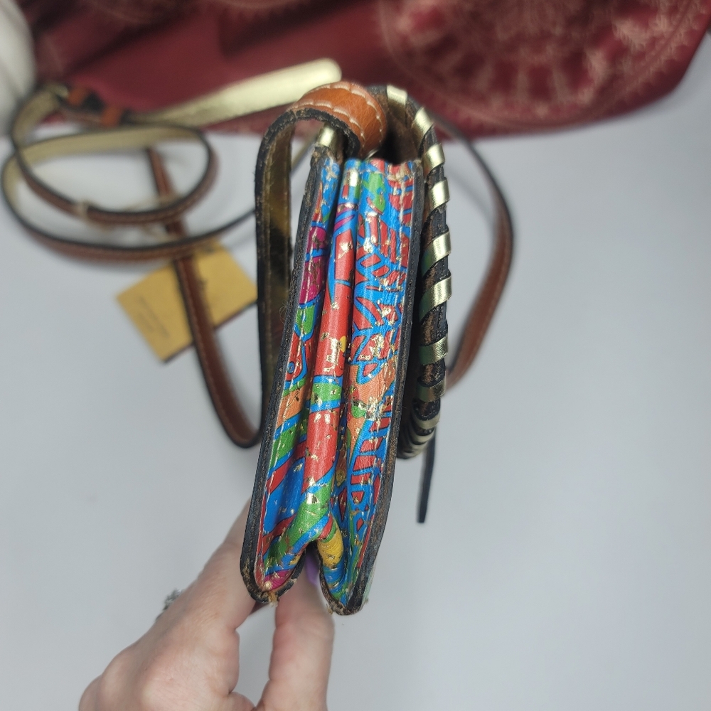 Patricia Nash Torri Crossbody Bag Tropical Summer Fest Leather NWT - Picture 6 of 13